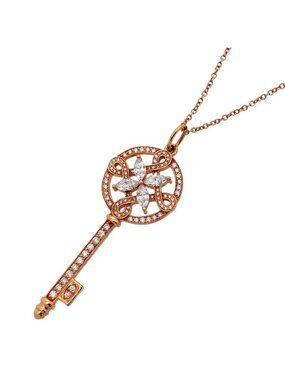 Tiffany & Co Necklace Victoria Round Key 18k Pink Gold Diamond